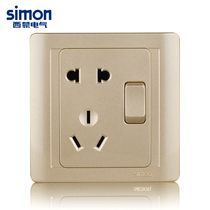 Simon switch socket 55 series champagne gold five hole socket with switch N51086B-56