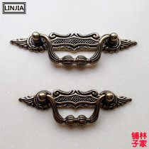 Green bronze European antique vintage wardrobe door drawer handle handle simple furniture pastoral solid handle 8824