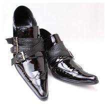 Fashion trend British style pointed leather shoes mens high-heeled shoes leather Korean mens shoes hairdresser stylist high-heeled shoes