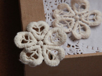 58 handmade DIY clothing accessories day single lace embroidered beige cotton thread five-petal flower cloth patch wide 5cm