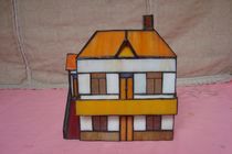 Early production of European building shape glass lamp cover lamp collection of old used-hand objects