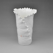 Home vase ornament ornaments Ceramic handicraft line incense tube flower arrangement Lotus leaf vase Buddhist supplies