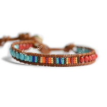 Lutasman dyed sea bamboo turquoise color color imported rice bead single ring bracelet New year gift