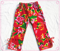 Red jingling * big flower cloth National style children spring and summer cotton breeches national clothing costumes can be customized