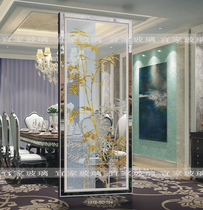 Shanghai art glass partition wall entrance background wall screen aisle modern bamboo newspaper safe double-sided effect