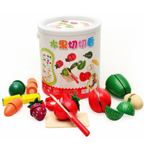 Childrens Puzzle Wood Chechele Boy Girl Over Home Emulation Toy Barrel Loaded Fruits Vegetables Chiche