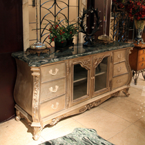 American dining side cabinet Modern dining side cabinet cabinet storage cabinet Microwave oven rack Solid wood European dining side cabinet locker