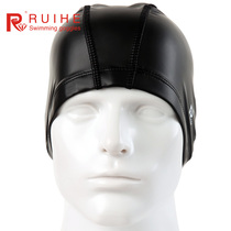 Ruihe mens waterproof swimming cap leather large long hair fashion cloth swimming cap solid color