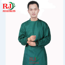 Surgical clothes dark green gown cotton gauze antibacterial long sleeve mens and womens clothing operating room conjoined size size