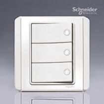 Schneider E3000 series fluorescent triple three-open double control switch E3033H2(FWWW) white