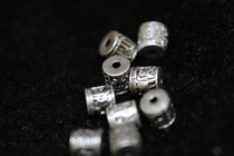 925 silver made of old Tibetan Buddhist pearl accessories Six words true and small barrel bead pair holes are 0 75cm 75cm diameter 0