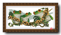 Precision printing French DMC cross stitch kit three frogs (DW1074)