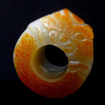 Natural Jade Jade Ware Collection Fidelity Xinjiang and Tian Yuseed stock Qingbai jade Sprinkle Gold Leather Beast Facial Tattooed ring finger