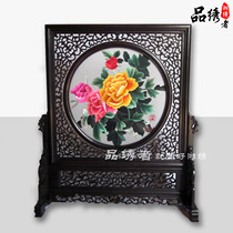 Hunan embroidery boutique peony blossom rich double-sided embroidery living room decorative painting pure hand embroidery to customers