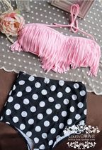 Thailand high waist sexy split swimsuit wave point bikini bikini female small chest gather swimsuit hot spring