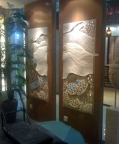 Sandstone relief mural lotus pod light-transmitting board TV background wall decoration high-grade decorative mural sculpture