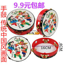 中国传统图案吉祥铃鼓儿童手摇鼓锻炼宝宝听力好用具音乐玩具