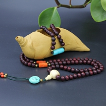 Bao Lao Fidelity Old Star Moon Bodhi Child Buddha beads Rosary beads with sea red stone Turquoise-A