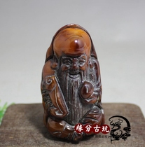 Antique collection horn small handle pendant old horn carving birthday star ornaments carved piece birthday gift