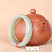 Xinjiang Hetian jade bracelet Hetian jade mountain material green and white jade bracelet super delicate light gray green with certificate