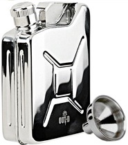 OUT-D proud stainless steel wine jug-oil barrel shaped 4oz with stainless steel funnel 110ml F401
