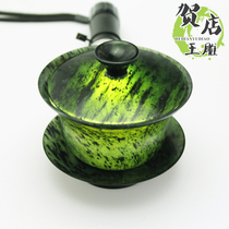 Hedian jade carving bowl tea bowl set Luminous Cup boutique jade Jiuquan Luminous Cup Gansu jade bowl tea cup