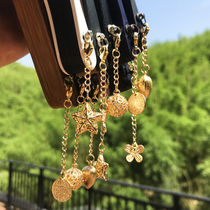 Super beautiful super exquisite gold Japanese style mini pendant 24K gold fan pendant Butterfly love pendant fan accessories