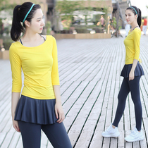 Bodhi womens autumn and winter yoga suit three-piece suit Gym fake two-piece running pants Sportswear thin yoga suit