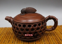 Shi Dabin style hollow purple sand pot Yixing antique old pot pure handmade famous teapot tea set