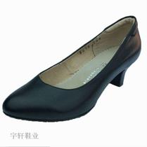 First layer cowhide womens shoes pointed single shoes mid-heel comfortable professional shoes hotel stewardess OL work shoes womens leather shoes