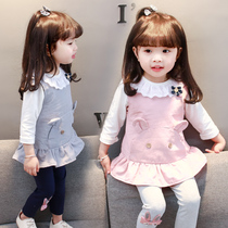 2021 New Girls spring and autumn foreign style childrens clothing girls autumn baby fashion leisure three-piece 1-2 3 years old