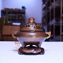 Boonentang Boyuan Pavilion Taiwan incense burner A142 good hand Lanlong cover lotus base incense burner Buddhist supplies copper