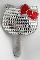 Bow handmade custom Guomao A diamond square diamond makeup mirror Crystal KT Cat handle inlaid diamond mirror