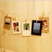 6 inch hanging paper photo frame photo wall wooden clip hemp rope set retro paper photo frame