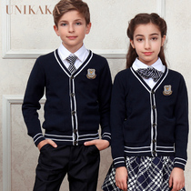 Unokaka childrens clothing British kindergarten Garden uniforms primary school uniforms class uniforms knitwear sweater set Garden uniforms New