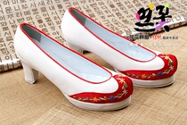 Korea original imported traditional hanbok shoes White Red Hook hanbok shoes 7cm high heel H-P03114