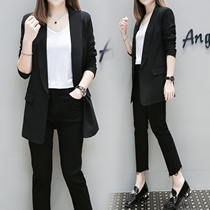 chic small suit womens jacket British style net red Korean version loose casual retro black suit 2021 new