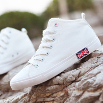 Korean version lovers High Help for men and women Canvas Shoes subtidal Inn Wind Mie words All Black Personality Students White Board Shoes