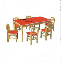 Manufacturer direct sales fire protection board six-person table kindergarten solid wood table and chairs childrens rectangular table baby table study desks