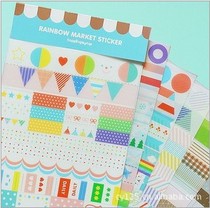 diy photo album accessories Korean diary stickers painting life stickers colorful flag blue model 6 pieces