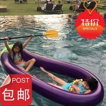 Adult children water rafting large inflatable eggplant floating sea floating bed grid swimming ring toy mount