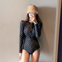 Korean high-end bathing suit female lace sexy small chest gathered to cover the belly thin one-piece conservative hot spring vacation swimsuit