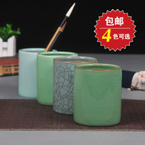 Longquan celadon pen holder ceramic pen holder retro creative desk decoration room supplies hair Pen Holder
