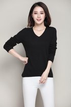 Fuxianglin autumn and winter new womens cashmere sweater v-neck solid color bottoming shirt clearance