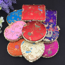  Real shot classical damask exquisite small portable mirror Characteristic craft creative makeup mirror double-sided brocade mirror