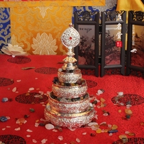 Tibetan Buddhist supplies Buddhist Temple supplies 4-inch alloy Manza plate (super small) accumulated grain silver