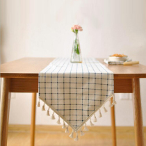 Nordic minimalist frescoed modern table flag cloth art soft dress Pale Blue Plaid Home Cloth Art Table Flag Cabinet Banner