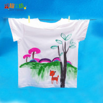 Childrens hand-painted white T-shirt kindergarten handmade DIY coloring graffiti painting blank cotton padded cultural shirt