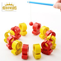 Enlightenment Fishing Teaching Aids Large Wooden Fishing Monkey Games Parent-child Early Teaching Puzzle Toy Hand Eye Coordination 1-3