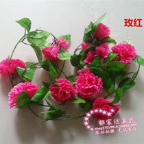 Emulation Carnations Flowers Vines in Flowers Vines Mall Nursery Shop Windows Decoration Flowers Vines shooting props
